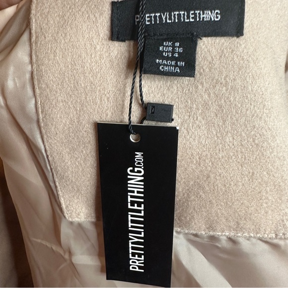 🆕 PRETTYLITTLETHING Tan and Cream Bomber Jacket - Picture 6 of 11